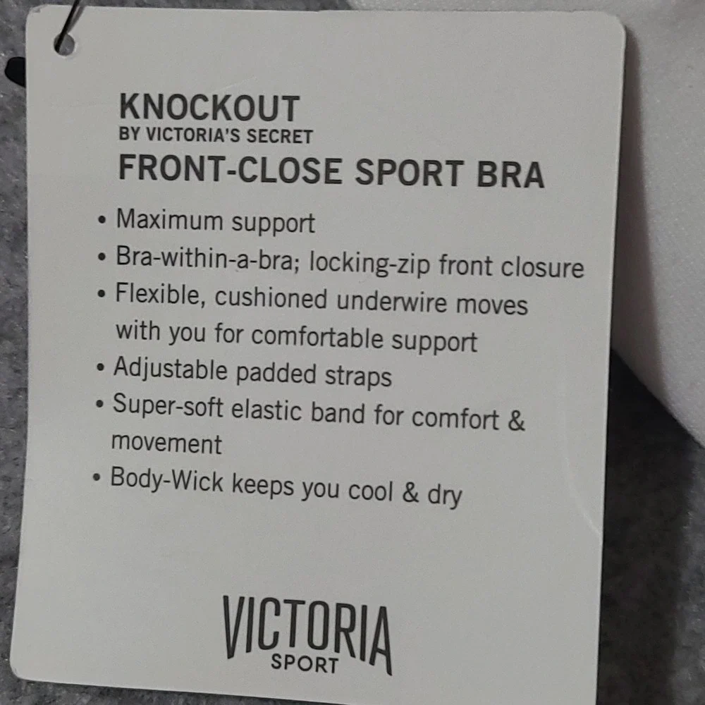 Victoria's Secret Sport Bra Womens 36D White Knockout Front-Close High Impact